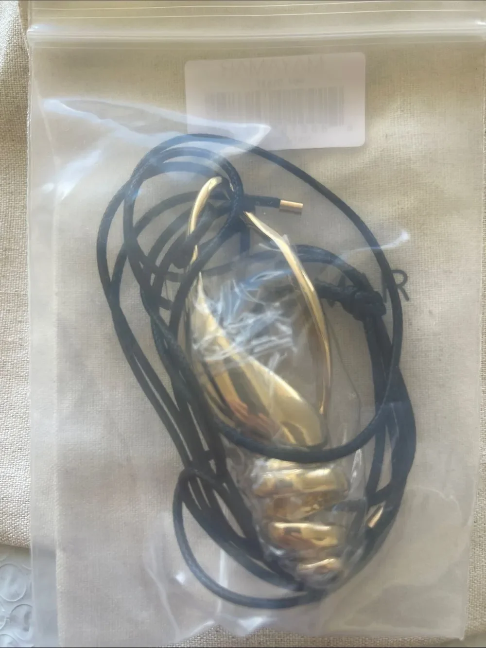 Gold Spiral Pendant Necklace on Black Cord